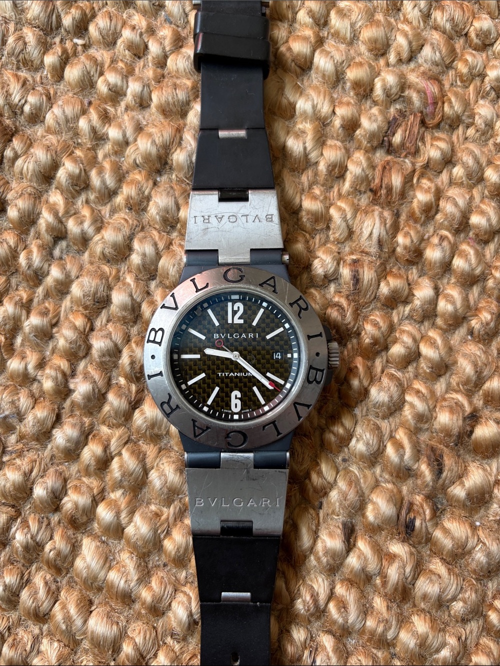 Bulgari Black Dial titanium T1 44 TA Bezel Men’s Watch